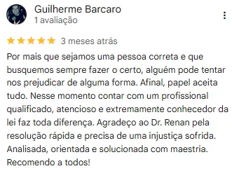 Depoimento de cliente (Google)