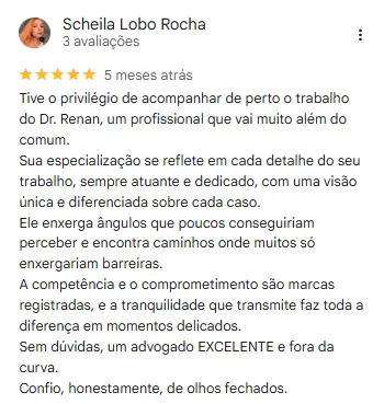 Depoimento de cliente (Google)